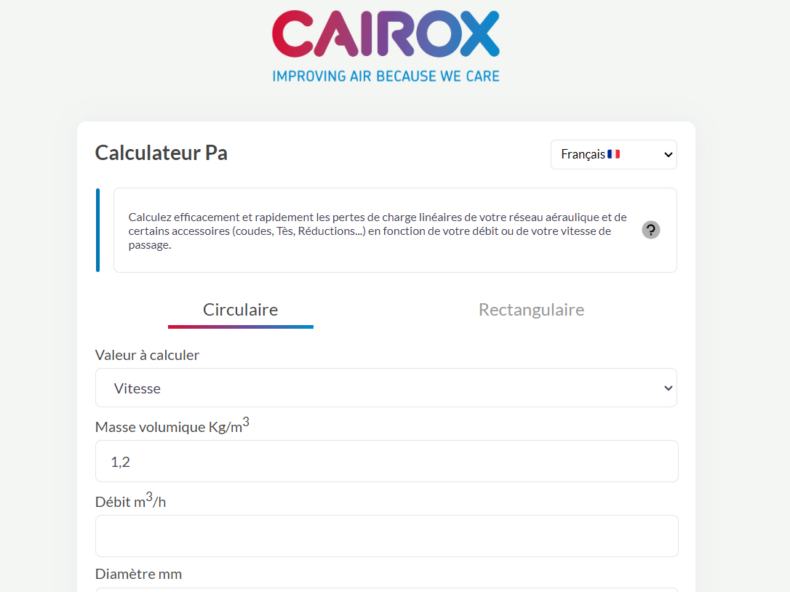 Calculateur chute de pression réseau Cairox